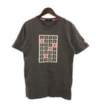 バーバリーブラックレーベル BURBERRY BLACK LABEL Tシャツ 半袖 クルーネック プリント コットン グレー 2 ■GY99