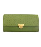 ヴィンテージ 長財布 オーストリッチ型押し 緑 グリーン ■GY99