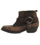 ディーゼル DIESEL サイドゴア ショートブーツ ウエスタン リング レザー ブラウン系 38 24cm位 ☆AA★