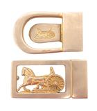 セリーヌ CELINE ヴィンテージ ベルトバックル 2点セット 馬車金具 ゴールドカラー ☆AA★