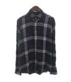 ザラマン ZARA MAN リラックスフィット ボタンダウン チェック シャツ 長袖 ネイビー系 L ■GY99
