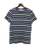 ラコステ LACOSTE ニット カットソー 半袖 ボーダー ワッペン 白 紺 3 ■GY47