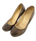 マックスマーラ MAX MARA パンプス パイソン レザー プラットフォーム 茶 37 ■GY47