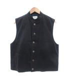 メンズメルローズ MEN'S MELROSE ベスト 3 黒 ブラック 立ち襟 ボタンフロント /NL ■ECB004