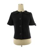フォクシー ブティック FOXEY BOUTIQUE ニット ジャケット ラウンドカラー 半袖 40 ネイビー
