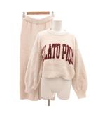 ジェラートピケ gelato pique 美品 セットアップ ナイトウェア パジャマ ONE ベージュ クロップド丈 長袖 ロゴ プリント /SJ