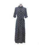 ザラ ZARA ロング シャツワンピース 総柄 青 ブルー S