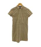 バーバリー ロンドン BURBERRY LONDON ノバチェック ワンピース 半袖 ストレッチ ミディ丈 ベージュ 150 ■GY09