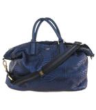 アニヤハインドマーチ ANYA HINDMARCH 2way ボストンバッグ ショルダーバッグ ヘビ皮 パイソンレザー メタリックブルー ■GY99