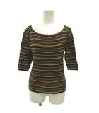 ソニア ソニアリキエル SONIA SONIA RYKIEL 美品 5分袖ニット セーター Uネック ボーダー 38 黒 ブラック マルチカラー /OB ■GY09