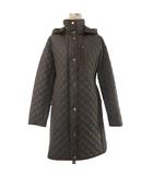 ローレンラルフローレン LAUREN RALPH LAUREN 美品 キルティング ロング コート パイピング フード 裏地総柄 ダークブラウン M