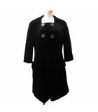ベロアノワール バイ フォクシー ニューヨーク VELOUR NOIR by FOXEY NEW YORK 美品 クッションベロア 中綿コート ジャケット ダブルブレスト ロング 黒 ブラック 40 約Mサイズ IBO67 0308