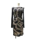 ダイアンフォンファステンバーグ DIANE von FURSTENBERG ワンピース ドレス シルク 花柄 レース ギャザー 長袖 黒 ブラック 4 約M 0424
