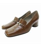 バリー BALLY パンプス シューズ スクエアトゥ レザー US7 24.0cm 茶 ブラウン 0617 ■GY17
