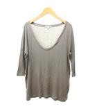 ジェームスパース JAMES PERSE 美品 リブカットソー Tシャツ オーバルネック 七分袖 グレー系 1 約S IBO73 0619