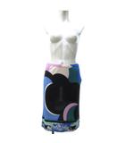 エミリオプッチ EMILIO PUCCI 美品 タイトスカート ひざ丈 プッチ柄 総柄 シルク混 マルチカラー 38 約M ■MET1 0719
