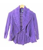 ラルフローレン RALPH LAUREN キッズ ケーブル コットン ニット カーディガン 長袖 前開き ボタンレス ショールカラー ロゴ刺繍 M(8/10) 紫 0808 IBO73 ☆AA★