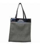 ラルフローレン RALPH LAUREN トートバッグ ハンドバッグ ロゴプレート 千鳥格子柄 レザー 黒 ブラック 白 ホワイト IBO77 0820