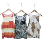 タンクトップ 3点セット おまとめ ボーダー プリント マルチカラー S 0903