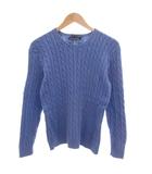 ラルフローレン RALPH LAUREN ヴィンテージ ケーブル コットンニット セーター 香港製 長袖 ポニー刺繍 M ライトブルー /JS IBO77 ☆AA★