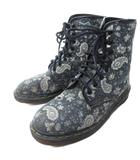 ドクターマーチン DR.MARTENS レースアップブーツ シューズ 8ホール ペイズリー柄 イングランド製 緑系 グリーン系 約23.5cm 0910