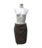 ブラックレーベル レザー ひざ丈 タイトスカート ジップアップスカート 茶 ブラウン 2 約S IBO79 0914