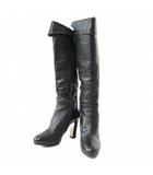 マックスマーラ MAX MARA レザー ロングブーツ ハイヒール 37 24cm ブラック 黒 1022 IBO81
