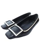 ロジェヴィヴィエ ROGER VIVIER ベルヴィヴィエ スクエアトゥ パンプス ローヒール 黒 ブラック 白 ホワイト 約23cm IBO81 1022