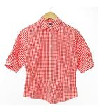 ラルフローレン RALPH LAUREN 美品 チェック シャツ ブラウス 5分袖 11 赤 白 1028
