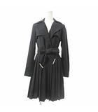 カレンミレン KAREN MILLEN タグ付き ベルテッドコートワンピース 長袖 膝丈 プリーツ 4 黒 ブラック 1031 ■GY09