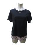 ルイヴィトン LOUIS VUITTON モノグラム レイヤード カットソー Tシャツ 半袖 チェーン 黒 ブラック ピンク XS FJTS11YGG IBO81 1024
