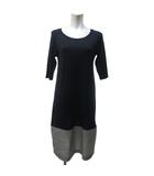 マックスマーラ ウィークエンドライン MAX MARA WEEKEND LINE 美品 ワンピース ひざ丈 五分袖 チェック切替 黒 ブラック S 1105