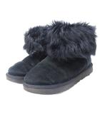 アグ オーストラリア UGG australia バレンティナ VALENTINA ムートンブーツ ショート 切替 ファー ビジュー 24cm 黒 ブラック 1012388 1107