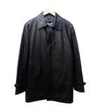 ニチワ ラムレザー ステンカラーコート ジャケット 中綿ライナー付 本革 裏地チェック M 黒 ブラック 1104