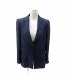 ジョルジオアルマーニ GIORGIO ARMANI テーラードジャケット ミドル丈 シングルボタン 総裏地 無地 シルク 40 L 紺 ネイビー /SY26 IBO81