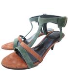 ロジェヴィヴィエ ROGER VIVIER Tストラップ サンダル ミュール スエード 緑 グリーン オレンジ 約23.5cm IBO83 1110