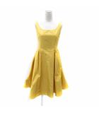 デイジーリンフォクシー DAISY LIN For FOXEY パーティードレス ワンピース ミモレ丈 ノースリーブ ラウンドネック 無地 シルク 38 M 黄 イエロー 32570 /SY15 IBO83