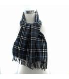 バーバリーズ Burberrys 90’s マフラー ストール ノバチェック柄 フリンジ カシミヤ マルチカラー ダークグレー /SM31 IBO83