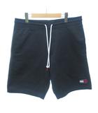 トミー TOMMY JEANS ジーンズ 美品 スウェット ショートパンツ ハーフパンツ ステッチ ロゴ 黒 ブラック Lサイズ 1117