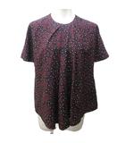 バレンシアガ BALENCIAGA ブラウス シルク 総柄 プルオーバー 半袖 36 約XS 紫 パープル 系 IBO84 1122