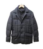 ムーレー MOORER WELLS-FF ダウンジャケット ダウンコート チェック ウール 44 約S 灰 青 グレー ブルー 系 1124