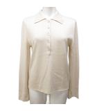 シャネル CHANEL 98A P11427 カシミヤ シルク ニットポロシャツ カットソー シェルボタン 国内正規 長袖 38 約M ベージュ ■MNK3 1204