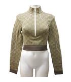 グッチ GUCCI タグ付 GG柄 クロップド トップス ブルゾン ハーフジップ ロゴ 長袖 715524 S ベージュ ブラウン 系 ■MNK3 1202