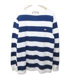 グッチ GUCCI ニット カットソー ボーダー柄 GGロゴ ワッペン クルーネック 長袖 アップリケ XL 青白 ブルー ホワイト ■MNK3 1203