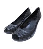 グッチ GUCCI パンプス GGロゴ ラバー ウェッジソール オープントゥ ハイヒール 約22cm 黒 ブラック ■MNK3 1203