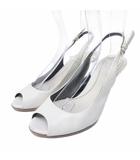 グッチ GUCCI アイボリー パンプス レザー 切替 べっ甲調ヒール オープントゥ バックストラップ 35 1/2 C 約22.5cm アイボリー 系 ■MNK3 1203