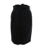 ワイズ Y's タイトスカート ウールメルトン ベルト ひざ丈 黒 ブラック /JS