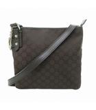 グッチ GUCCI GG ナイロンショルダーバッグ ロゴ柄 総柄 チャーム付き 茶 ブラウン 268620 1206