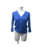 グリーンレーベルリラクシング ユナイテッドアローズ green label relaxing 24AW コンパクト リブ Vネック カーディガン ニット 薄手 フロントボタン 青 ブルー 約M 3528-119-0732 1208