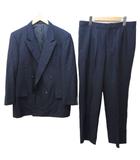 バーバリーズ Burberrys ヴィンテージ セットアップ スーツ ウール ダブル テーラードジャケット パンツ 総裏 約L 紺 ネイビー IBO85 1212